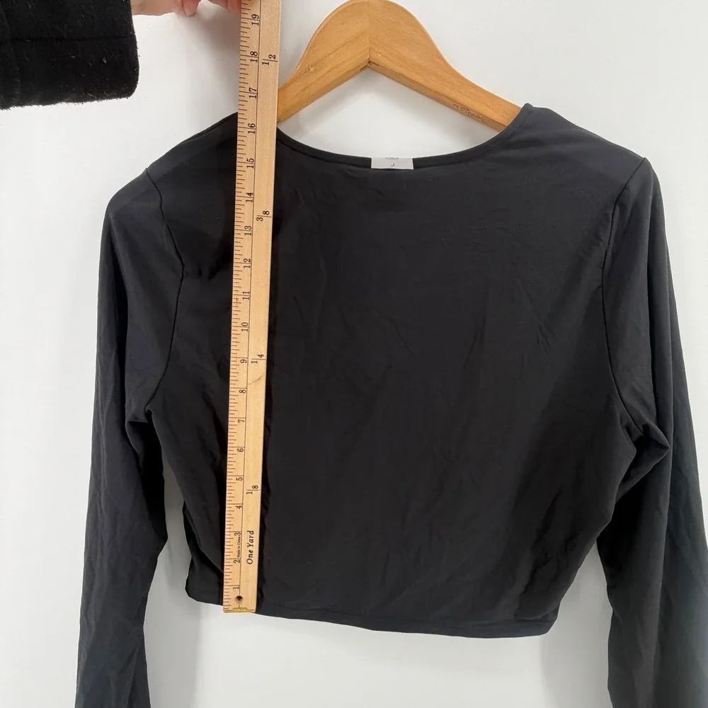 CALIA Womens L Ruched Long Sleeve Rash Guard Pure‎ Black UPF 50+ WSA34801B NWT